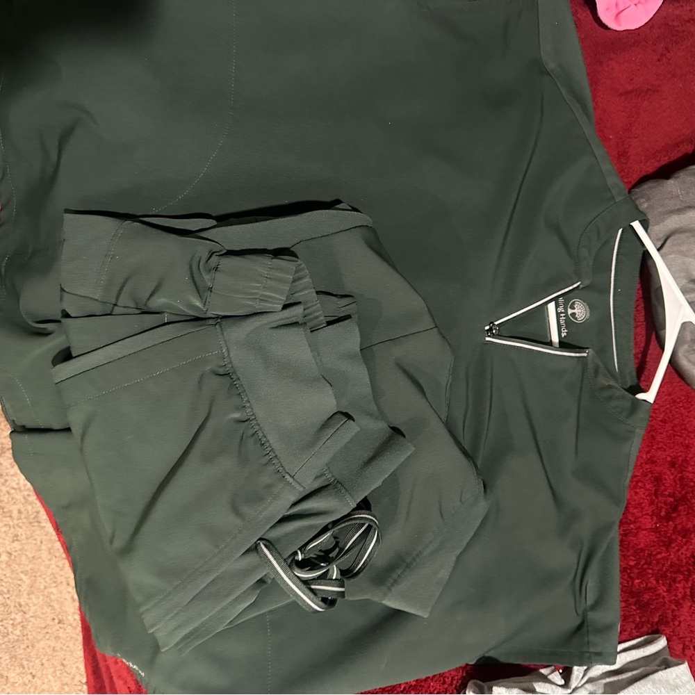 Healing hands scrub set size xl deep green